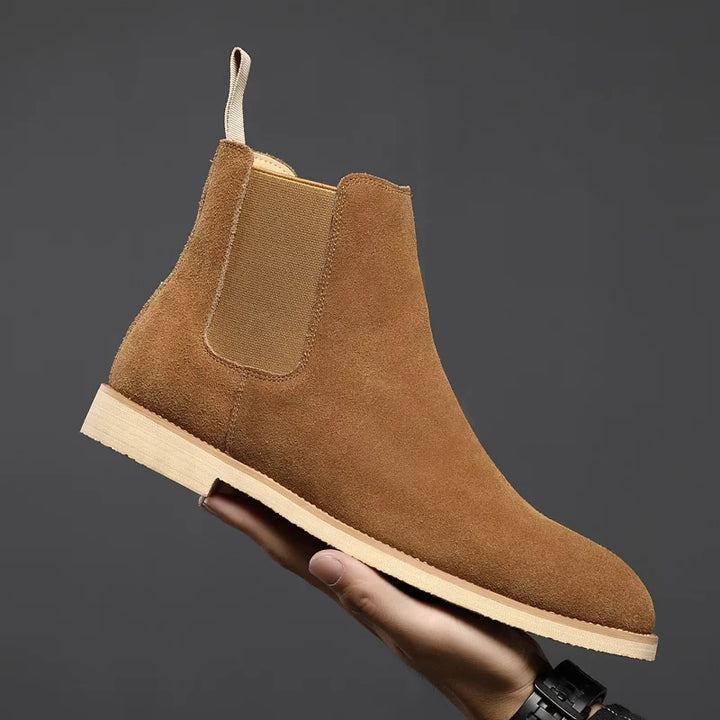 Man Retro Suede Genuine Leather Chelsea Boots Men Fashion Short Ankle Boot Casual British Style High-Top Shoes