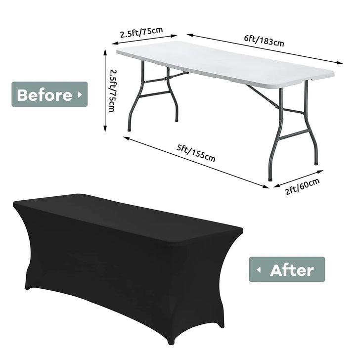 1Pc Spandex Table Cover for 6FT/4FT Table Universal Fitted Stretch Tablecloth for Party, Banquet, Wedding and Events