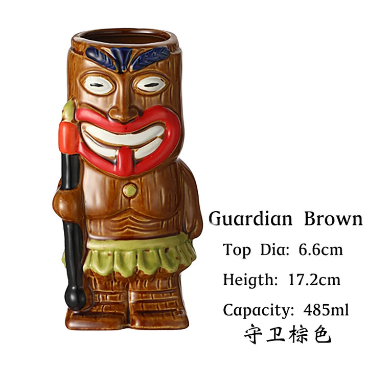 Tiki Mugs Ceramic Hawaiian Luau Party Mugs Drinkware, Cute Exotic Cocktail Glasses, Tiki Bar