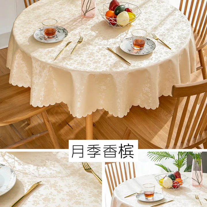 Waterproof  Round Table Cloth Pastoral PVC Plastic Kitchen Tablecloth Oilproof Antifouling Cover Dining Table Cloth Decorate