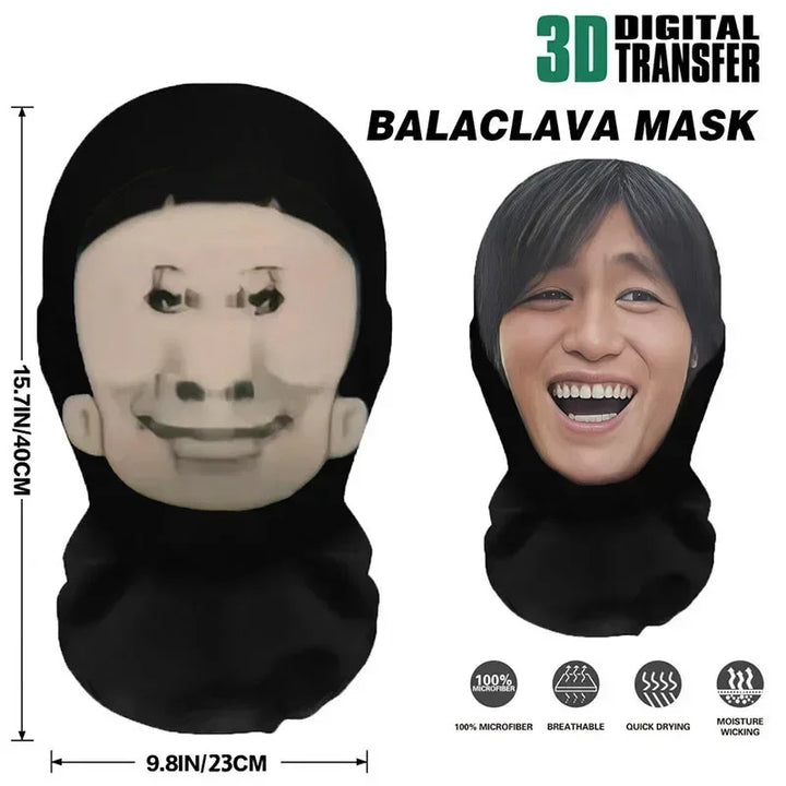 Halloween Cosplay Headwear Fashion Hip Hop Hood Hat Headgear 3D Full Face Mask Elastic Mesh Celebrity Face Mask for Party