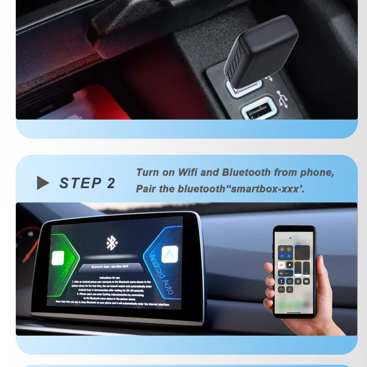 New Wired to Wireless CarPlay and Android Auto 2 in 1 Mini Adapter 5GHz WiFi5 for 99% Original Wired CarPlay/Auto Cars