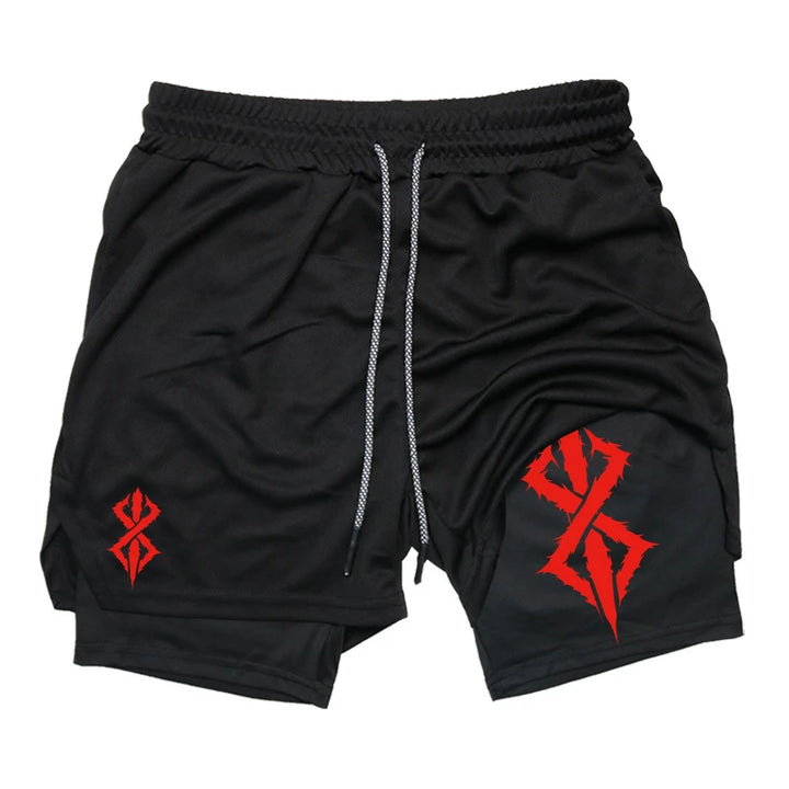 Summer Shorts for Men 2 in 1 Athletic Gym Workout Running Performance Shorts Print with Phone Pocket Quick Dry Breathable