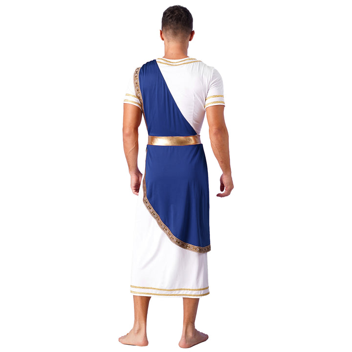 Halloween Men Ancient Greek Roman Toga Adults Retro Gold Cosplay Costume Long Robe Carnival Theme Party Fancy Dress Outfits