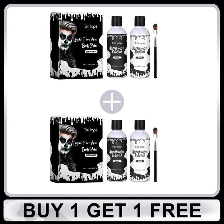 Halloween Party Liquid Face and Body Paint Black White High Coverage Long Lasting Color Vampire Makeup DIY for Paint Party 120ml