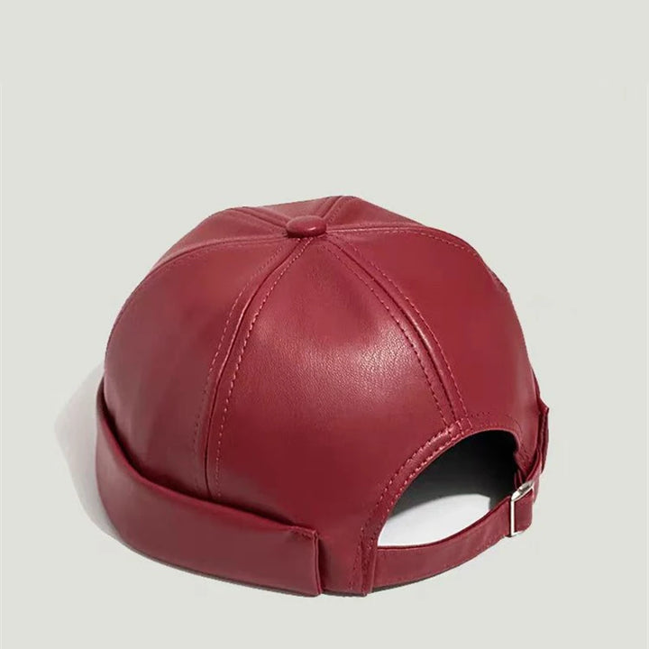 Retro Solid Color Brimless Hat Spring Summer Fashion Casual PU Leather Melon Caps Docker Cap Men Women Adjustable Hip Hop Hats