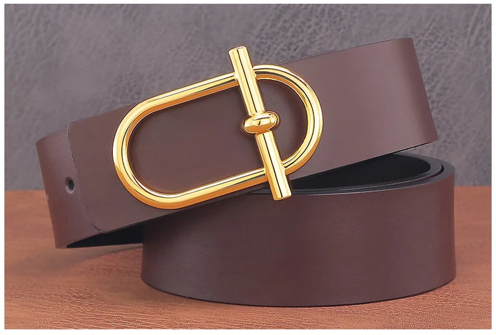 Personality Slide Buckle 3.8cm Cowskin Wide Luxury Strap Men Belts Genuine Leather  Designer Golden Jeans Casual Waistband