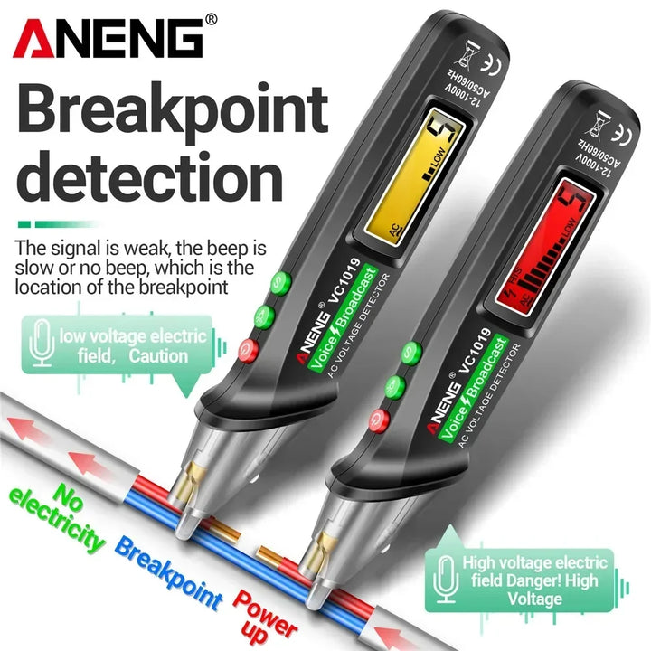 ANENG VC1019 Non-Contact Voltage Tester Pen Voice Broadcast Red Laser Detect 12-1000V Volt Current Pen Electric Test Meter Tools