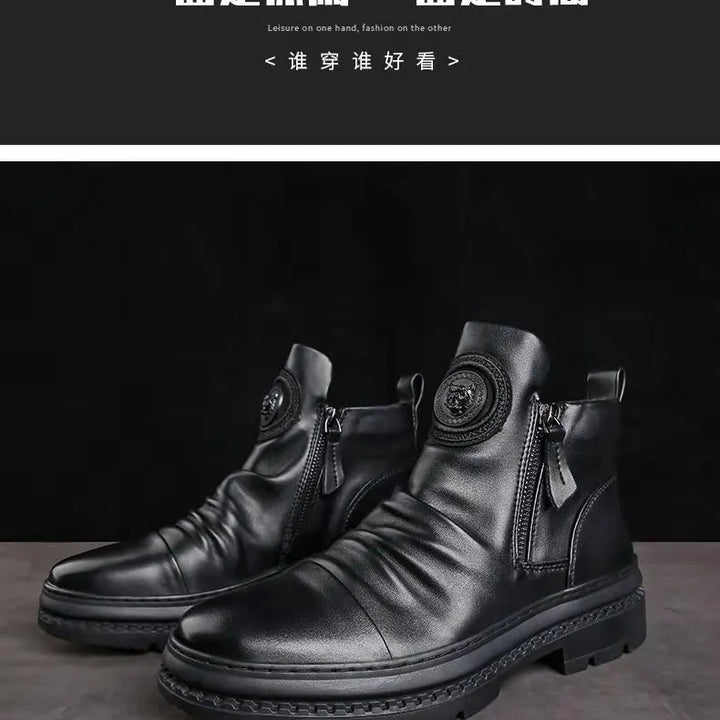 Chelsea Boots for Men Business Office Formal Dress Shoes Men Casual High-top Ankle Boots Men Platform Boots