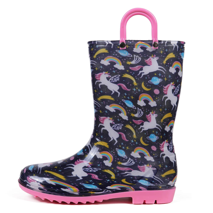 Kidmi Children Rain Boots Girls And Boys Outdoor Non-slip Rubber Rain Shoes Cute Easy Clean Kids Waterproof Boots With Handles