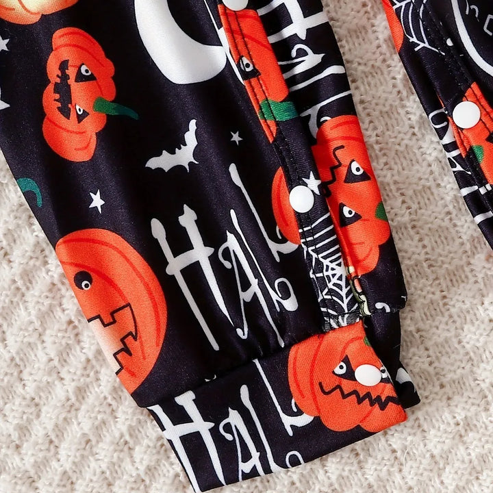 Baby Boy&Girl Halloween Costume Sets Long Sleeve Pumpkin Pattern Romper+Graffiti Strappy Pants 2PCS Holiday Clothes for 0-2Years