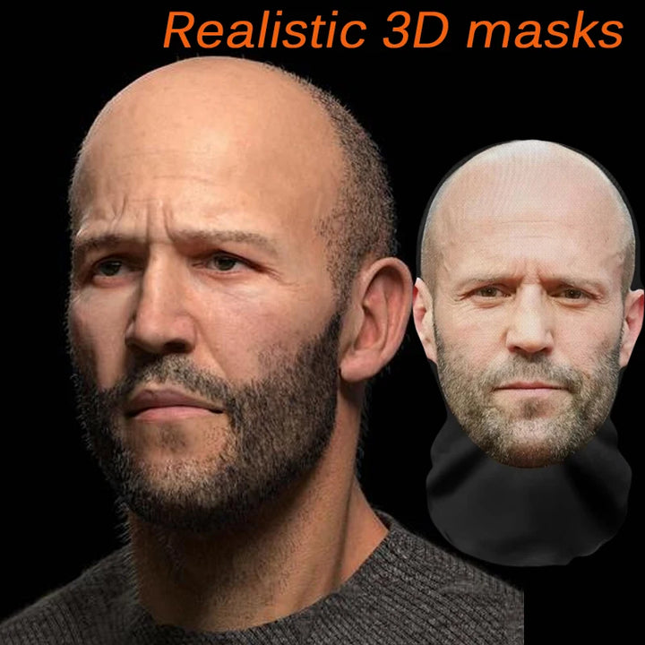Halloween Cosplay Headwear Fashion Hip Hop Hood Hat Headgear 3D Full Face Mask Elastic Mesh Celebrity Face Mask for Party