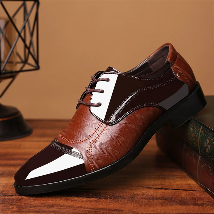 New Leather Shoes Men Lace Up Formal Dress Shoes Luxury Business Oxford Male Office Wedding Dress Shoes Footwear