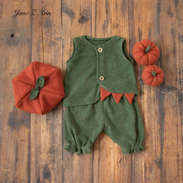 Pumpkin set cute style boys girls baby halloween costume hat clothes pumpkins  newborn photography props