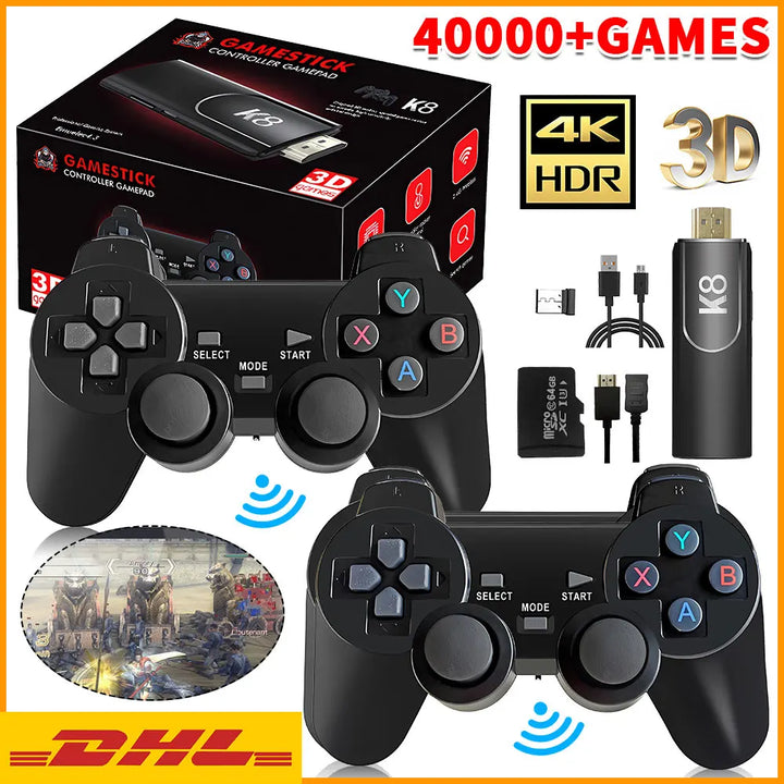 4K HD K8 Gamepad 64G Retro Video Game Console 40000+ Game 40+ Emulator Dual Wireless 2.4G Controller Retro Console Kids Gift Gam