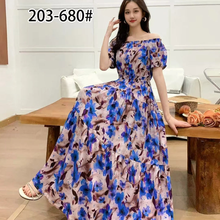 Vestidos Para Mujer Maxi Long Dress native stamps Bohemian Boho Cotton Floral Vintage casual.