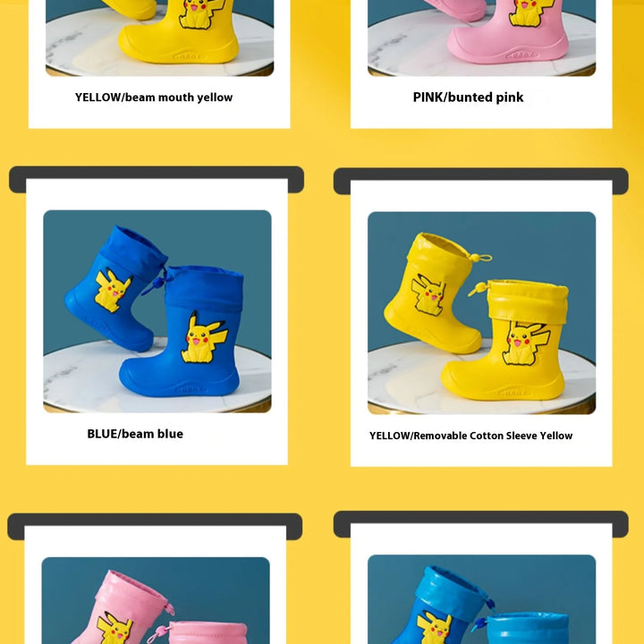 Pokemon Pikachu Pink Rubber Boots for Kids Waterproof Shoes Infant Rain Boots Girls Child Rain Boot Kid Baby Kids' Rainboots Boy