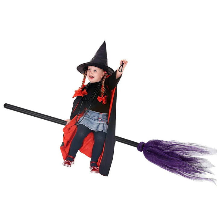 Halloween Party Witch Broom Kids Plastic Cosplay Flying Broomstick Props For Masquerade Halloween Cosplay Costume Accessories