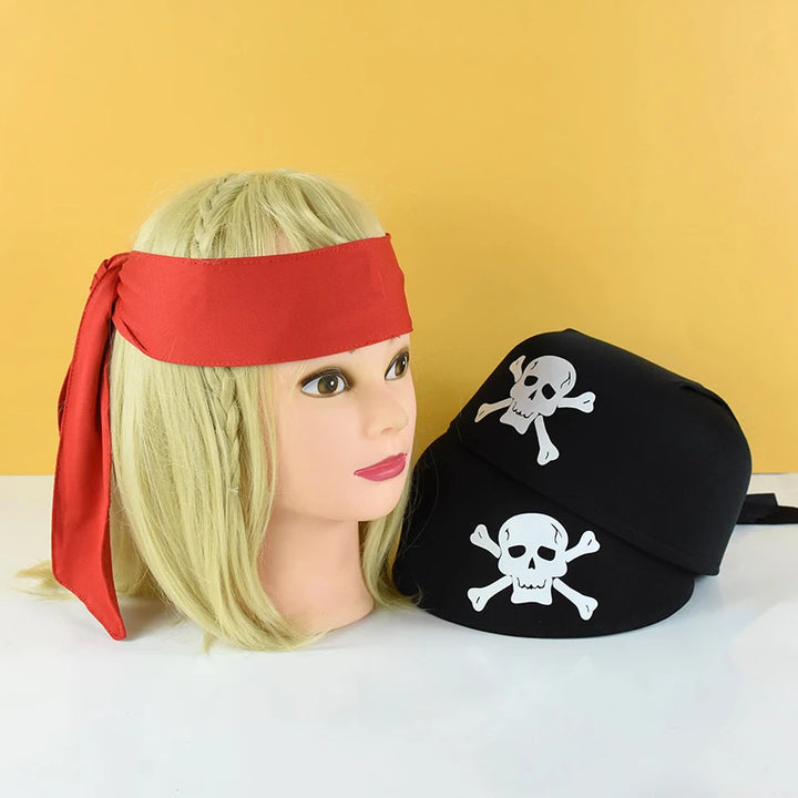 Halloween Pirate Hat Cap Decoration Kids Adult Masquerade Captain Headscarf Cosplay Costume Props Halloween Party Decoration