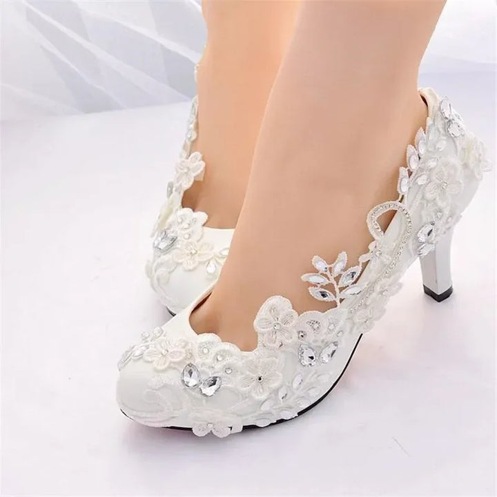 2024 New White Wedding Bride Pumps High Heels Elegant Luxury Women Dress Shoes Luxury Woman Sandals Summer Footwear Party