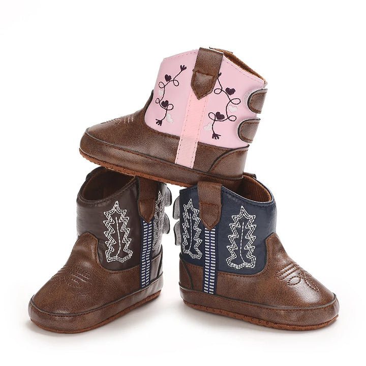 Children's ankle height boots - imitation leather upper and sole, fabric insole, street style solid color, suitable for all seas