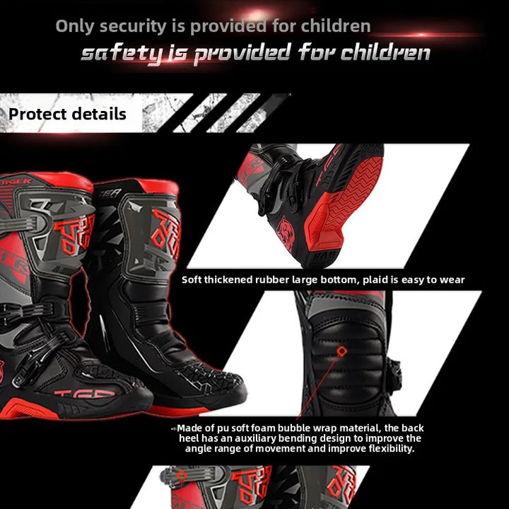 Original Children TIGER Motorcycle Boots ATV Downhill Off-Road Botas Racing Riding Soft Sole Youngster Motocross Boots For Kids