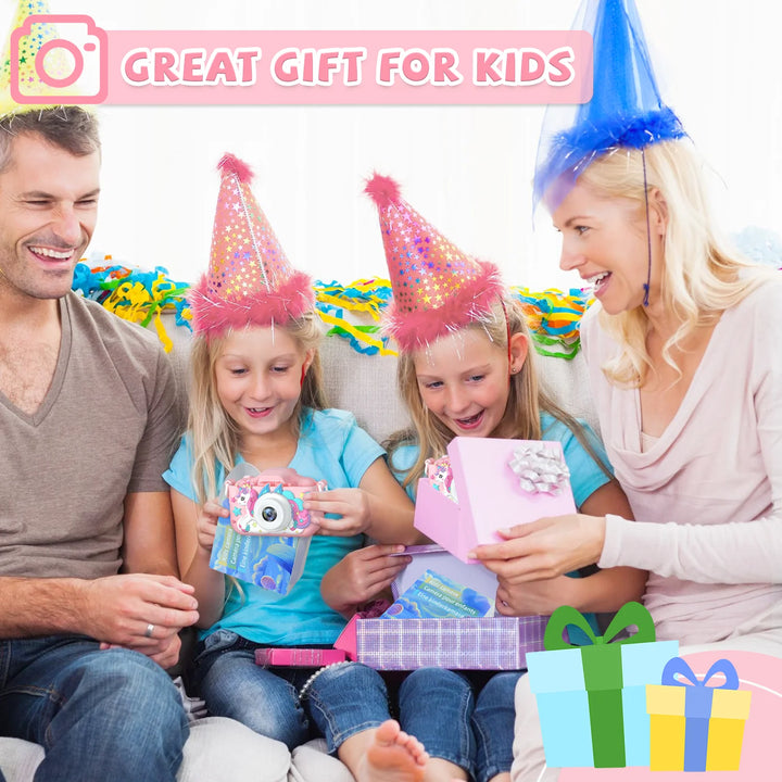Unicorn Kids Toy Cameras 1080P HD Video Camera 48MP Dual Camera With Silicone Protective Cover 32GB Card Boy Girl Birthday Gifts