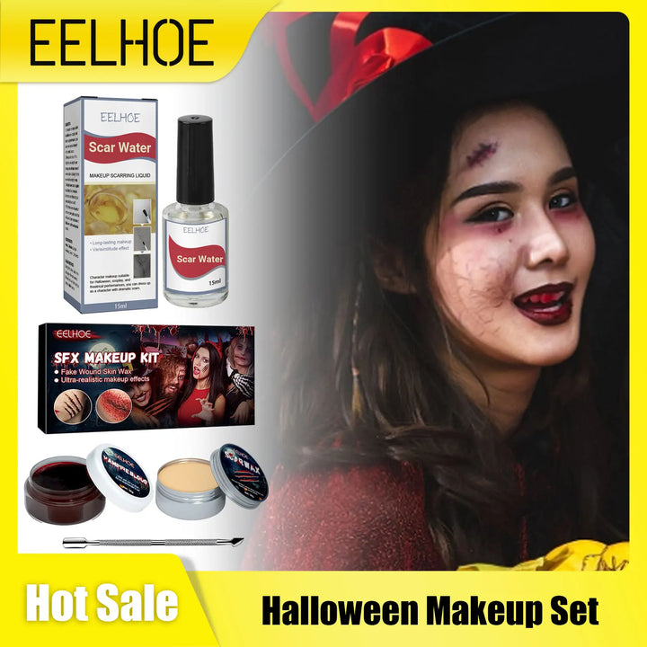 Professional Halloween Makeup Kit Fake Wound Scar Fake Blood Paint Scar Wax Halloween Special Effect Make Up Halloween Cosmetics
