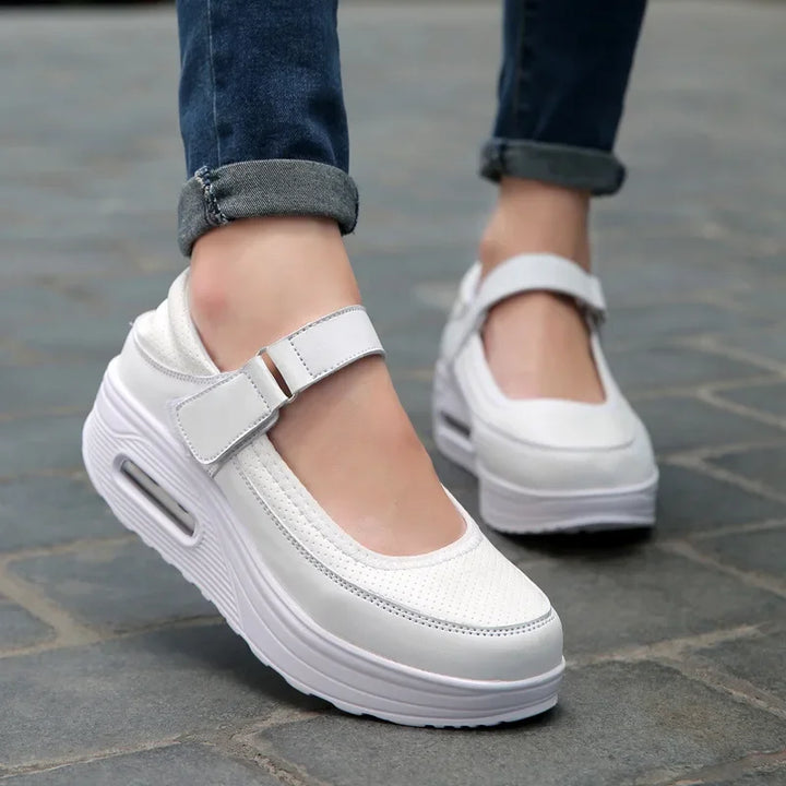 Women Fashion Vulcanized Sneakers Platform Solid Color Ladies Shoes Casual Breathable Wedges  Swing Shoes Ladies Walking Sneaker