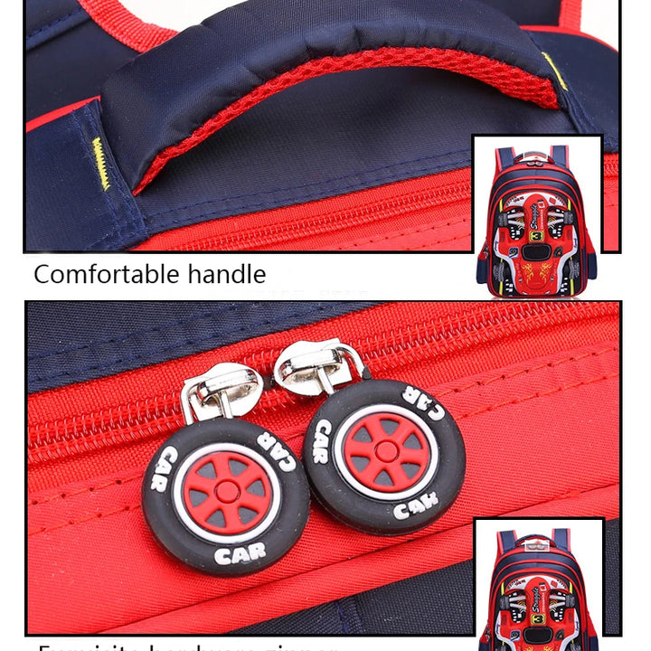 Waterproof Lightweight 3D Car Backpack Kindergarten Kid Preschool Backpack Young Children Boy Girl SchoolBag Primary Red Blue