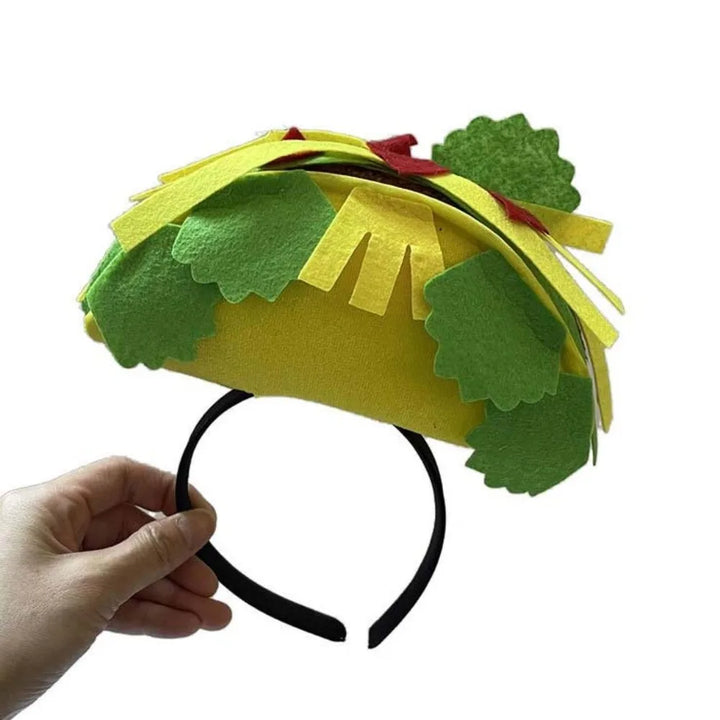 New Year Halloween French Fries Hat Cloth Personalized Taco Hair Hoop Yellow Head Accessories Creative Pizza Hat Headwear