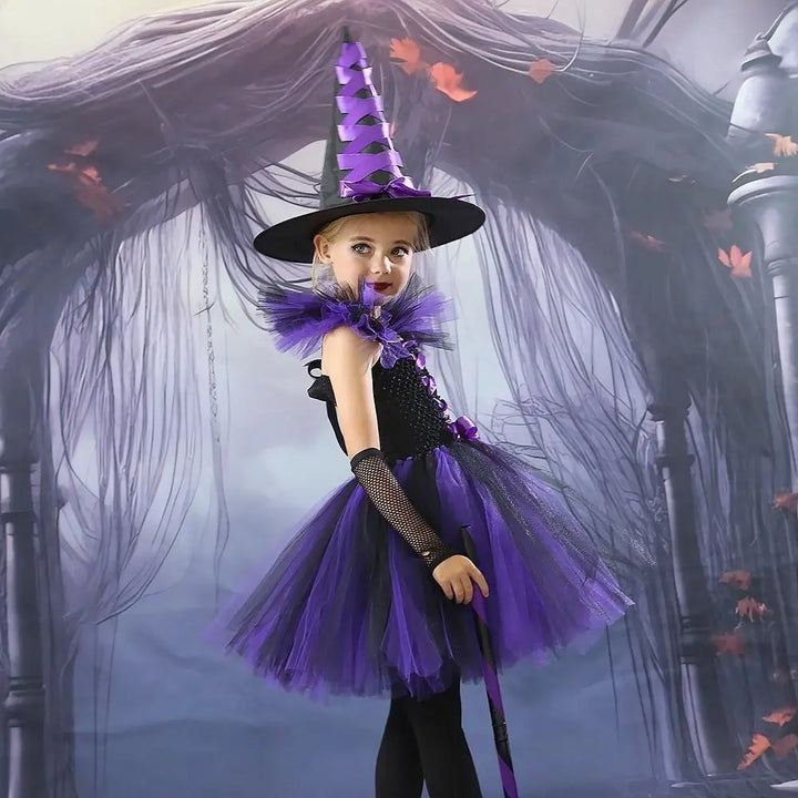 3D Halloween Witch Hat DIY Eye-catching Halloween Broom Ornaments Cartoon Witch Dress Up Ornaments Decor Accessories