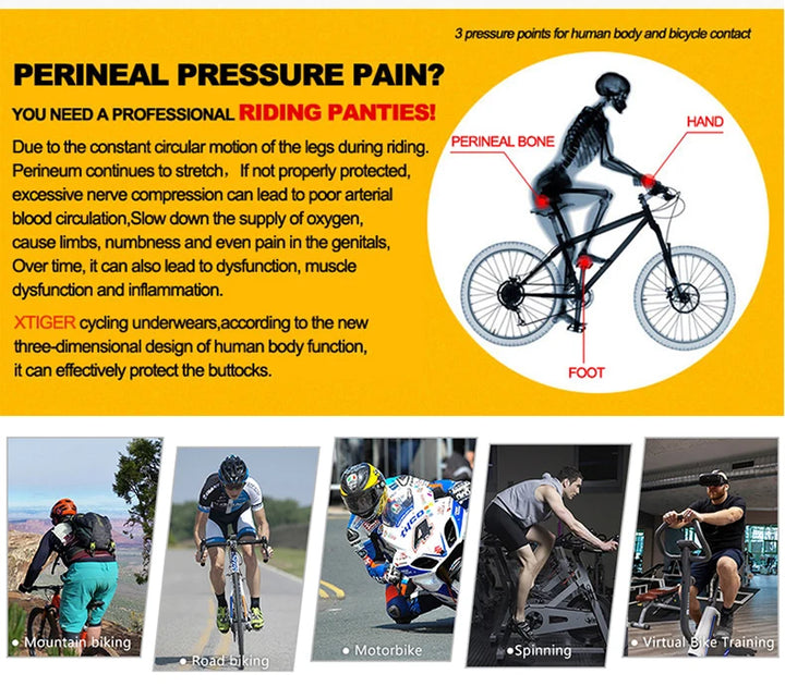 X-TIGER Cycling Shorts Breathable Mesh Cycling Underwear 5D Gel Pad Shockproof MTB Bike Shorts Men Shorts