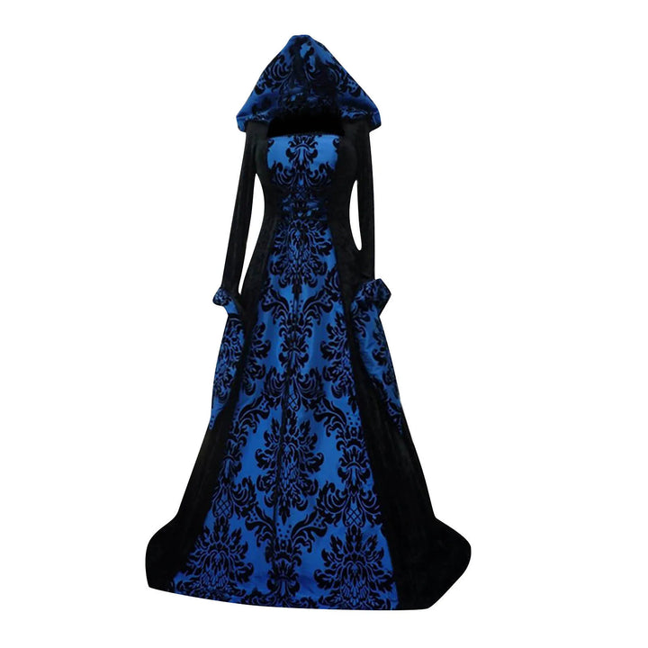 Halloween Hooded Dress Medieval Vintage Goth Stage Party Dress With Flared Sleeves Cosplay Costume Women Long Gown Dresses