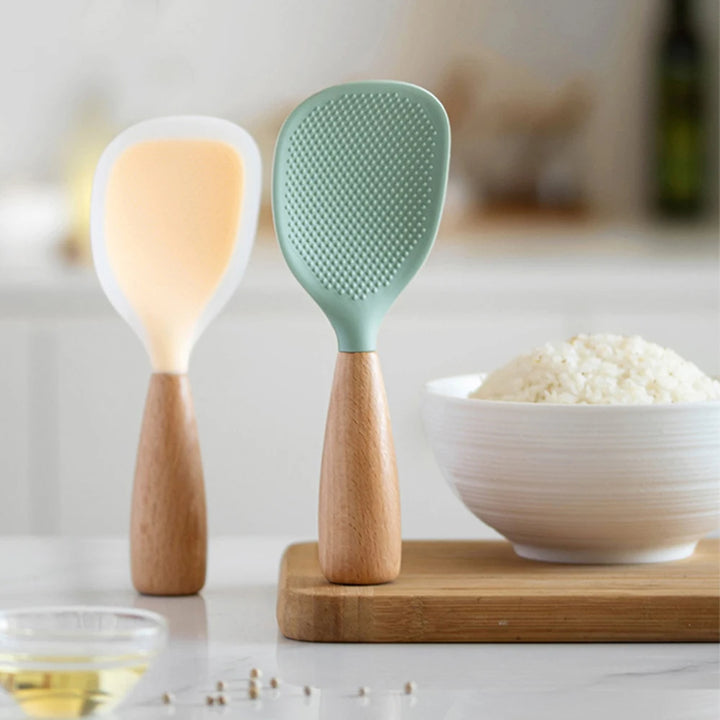 Black Silicone Wooden Handle Cooking Tool Non-stick Kitchen Utensils Silicone Spatula Baking Kitchen Utensils Tool