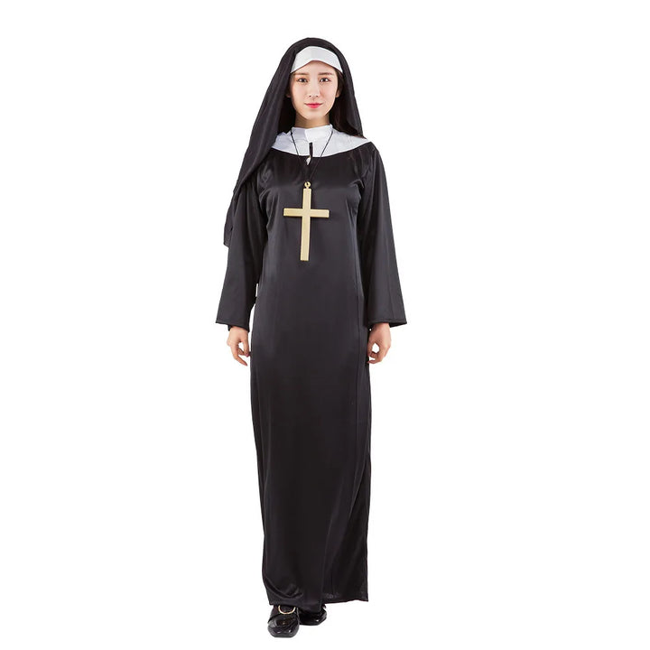 Halloween Men Priest Cosplay Costumes For Women Clothes Carnival  Nun Long Robes Religious Catholic Church Clothing Missionary