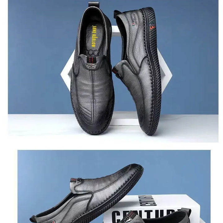 Mens PU Leather Loafers Non Slip Walking Flats Breathable Outdoor Slip on Casual Shoes for Male Work Office Driving Sneakers2