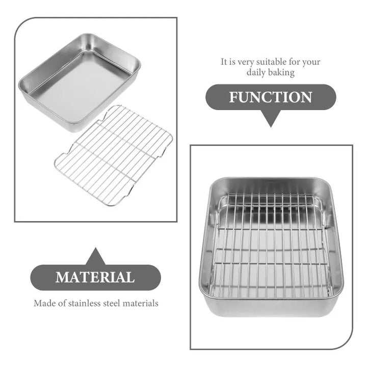 Stainless Steel Baking Tray Oven Pan Rack Cooling Mesh Cookie Plate Baking Dishes Roasting Pan Food Grade Wear Resistant