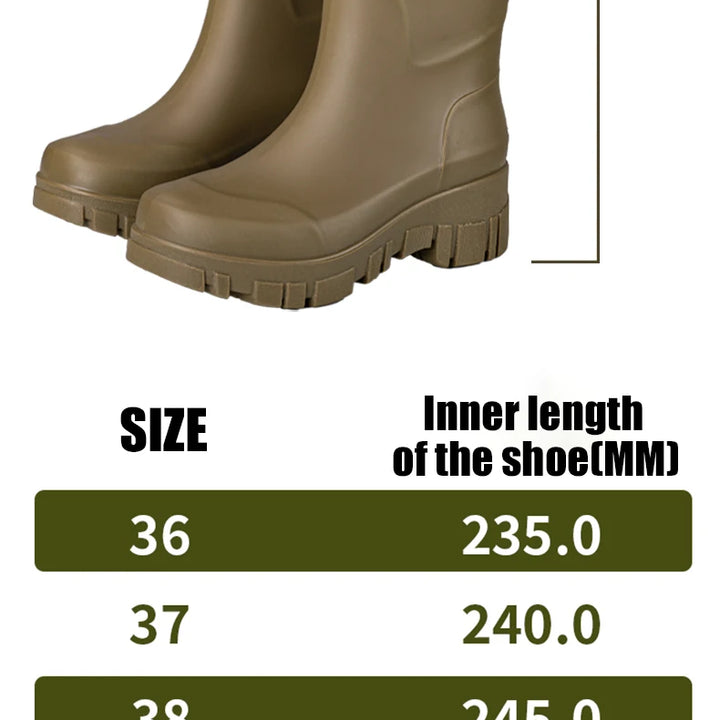Women Waterproof Boots New Style Elastic Mouth Ankle Boots Mid Top Rain Shoes Non Slip Outdoor Indoor Chelsea Water Boot Woman