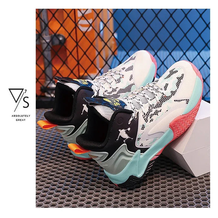 Basketball Shoes Big Kid Non Slip High-top Sport Training Sneakers Childrens Lightweight Outdoor Basketball Boots for Boy Yout