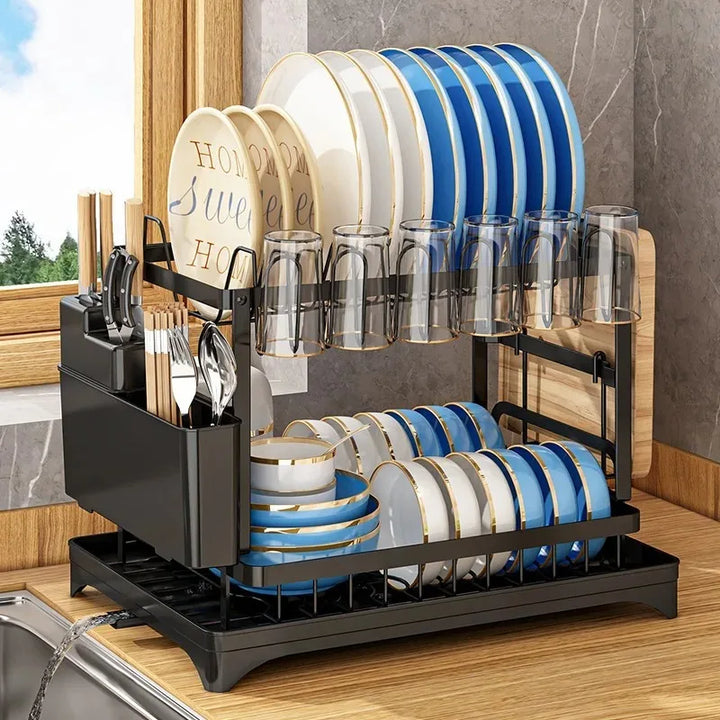 Kitchen utensil drain pipe drain storage rack countertop utensil drain, chopstick storage rack with cup holder