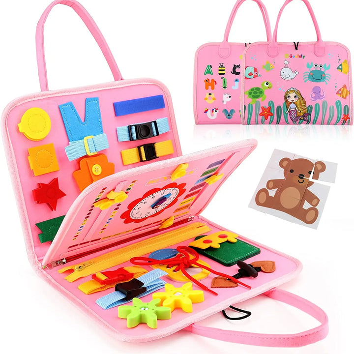 Montessori Toys Busy Board Sensory Activity Developing Board for Motor Skills,Learning Board for Toddlers  Christmas Gift