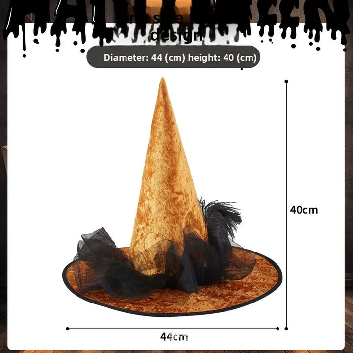 Halloween Witch Party Decorative Hat Black Rose Witch Hat Cos Witch Hat Party Hat Birthday Crown Decoracion Halloween Cosplay