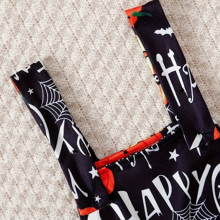 Baby Boy&Girl Halloween Costume Sets Long Sleeve Pumpkin Pattern Romper+Graffiti Strappy Pants 2PCS Holiday Clothes for 0-2Years