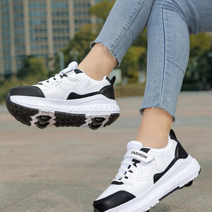 Kids Roller Skate Shoes Fashion Casual Sports Children 4-Wheels Sneakers for Boys and Girls Gift Nice Footwear