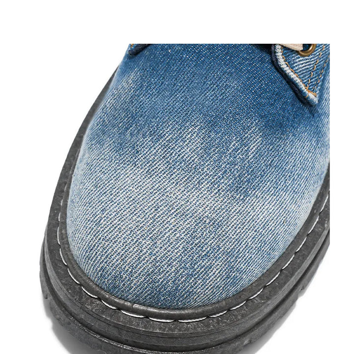 Retro Men's Platform Denim Boots High Quality Men Tooling Boots Fashion Trend Denim Versatile Casual Shoes High Top Working Shoe