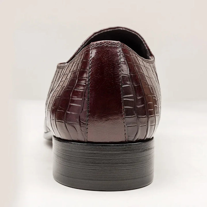 Classic Men's Slip-on Leather Dress Shoes Luxury Fashion Office Casual Business Men Formal Shoes Alligator Pattern Male Loafers