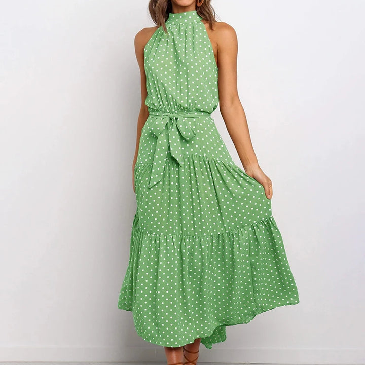 Long Dress Polka Dot Casual Dress Black Sexy Halter Clothes For Women