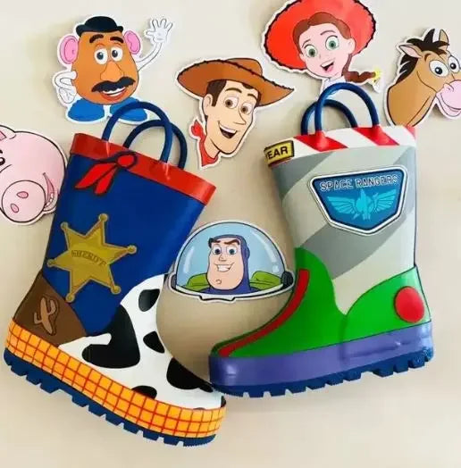 New  cartoon kids Story Rain Boots Student Rain Boots Children's  Fashion Non-Slip shoes