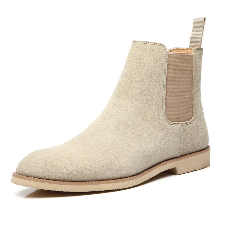 Man Retro Suede Genuine Leather Chelsea Boots Men Fashion Short Ankle Boot Casual British Style High-Top Shoes
